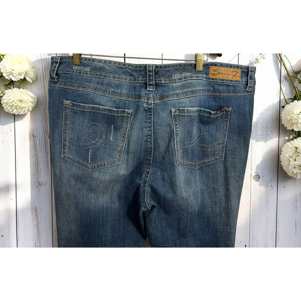 Seven7 Straight Leg Jeans Women's Size 24 Stretch Dark Blue Wash 32" Inseam - Picture 5 of 7